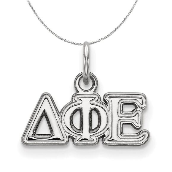 Sterling Silver Delta Phi Epsilon XS (Tiny) Greek Necklace - 24 Inch - Picture 1 of 8